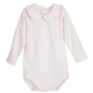 Body Lugo Elas Calamaro – Manga larga con cuello bebé blanco| Tallas 1-36 meses
