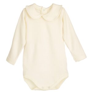 Body Lugo Elas Calamaro – Manga larga con cuello bebé crudo | Tallas 1-36 meses