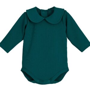 Body Lugo Elas Calamaro – Manga larga con cuello bebé verde | Tallas 1-36 meses