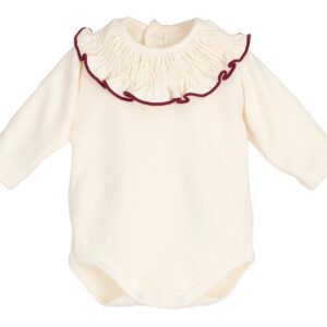 Body bebé Titán Gom cuello volante con filito granate Calamaro | 95% algodón | Tallas 1-24M