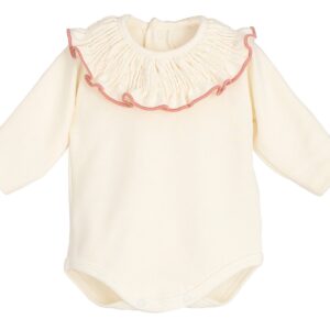 Body bebé Titán Gom  cuello volante con filito nude | Calamaro | 95% algodón | Tallas 1-24M