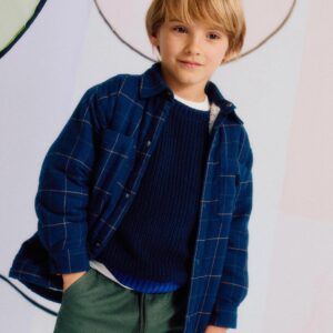 Chaqueta de franela con interior de sherpa para niño, azul oscuro marca Zippy