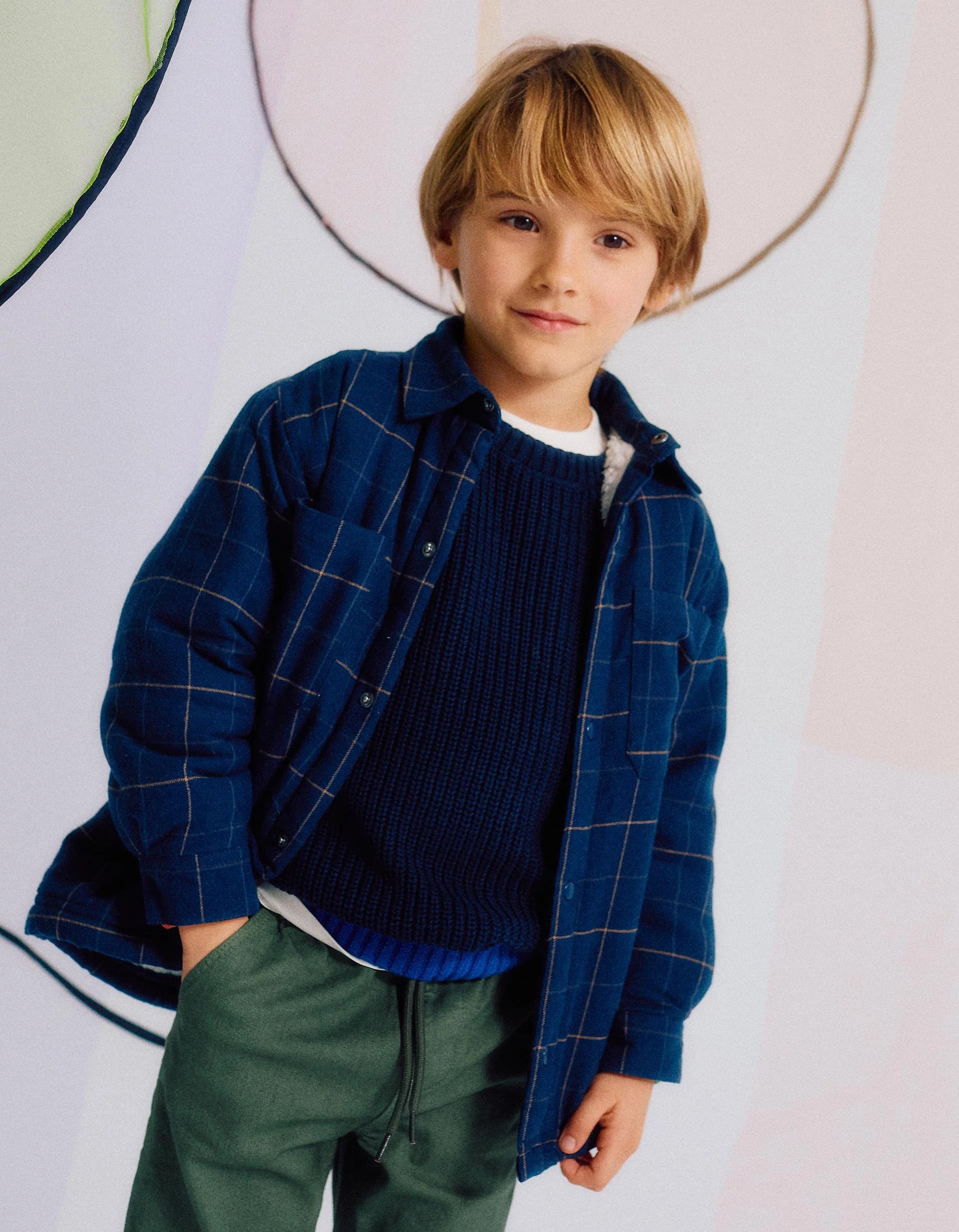 Chaqueta de franela con interior de sherpa para niño, azul oscuro marca Zippy