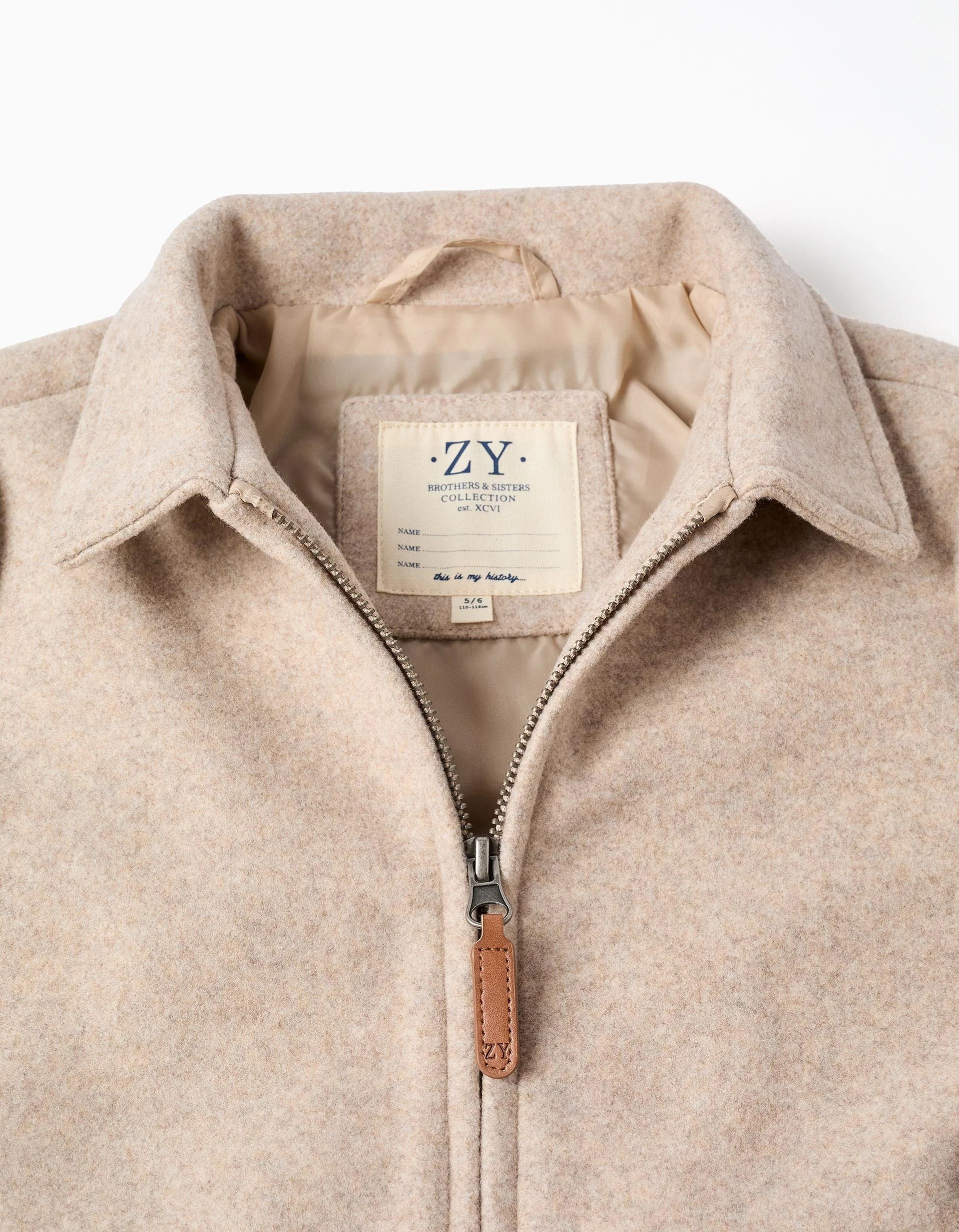Abrigo efecto lana con cremallera y bolsillos 'B&S' para niño, beige marca Zippy - Imagen 4