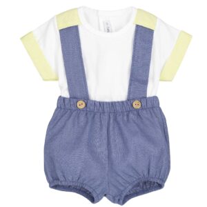 Conjunto pololo bebé Agra Calamaro azul con tirantes 1-36 meses