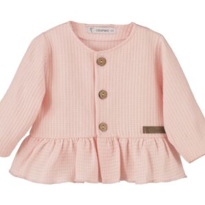 Chaqueta Rodas con volante crudo y rosa  bebé Calamaro 3-24 meses
