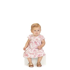 Vestido bebe blanco con motivo floral MILON