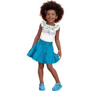 Conjunto falda + blusa top detalle flores marca Nanai