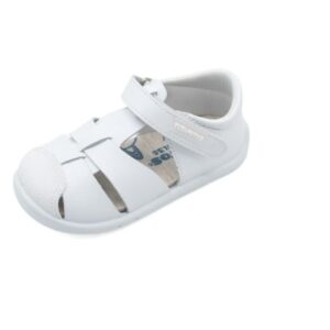 Sandalia Respetuosa Félix L500 de Titanitos – Piel Lavable en Blanco