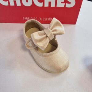 Mercedita lino brillo beig Royale detalle lazo