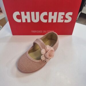 Mercedita lino detalle flor color rosa palo marca Chuches
