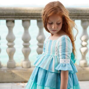 Vestido de talle alto rayas verde agua marca DBB Colección