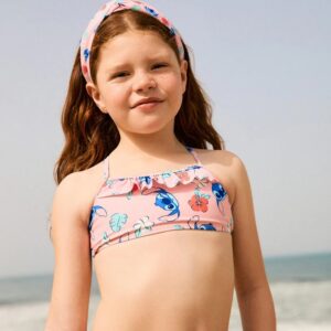 Bikini de Stitch y volantes para niña, rosa claro