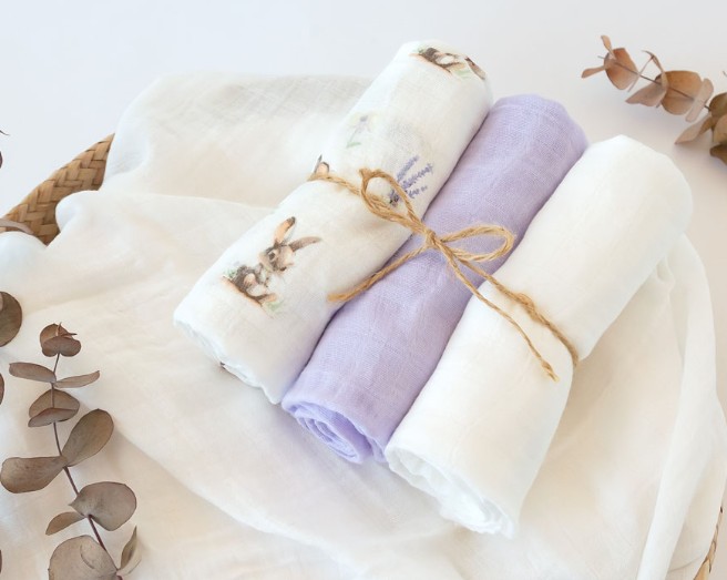MUSELINA 70X70CMS BAMBÚ LAVANDA 3U
