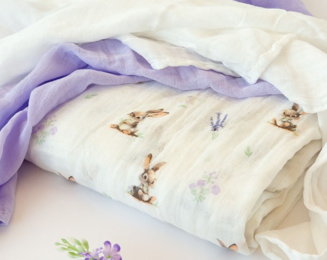 MUSELINA 70X70CMS BAMBÚ LAVANDA 3U - Imagen 2