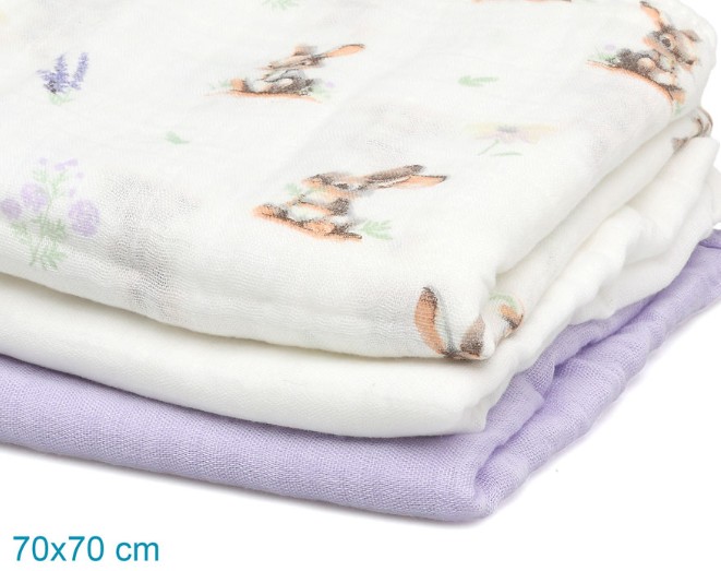 MUSELINA 70X70CMS BAMBÚ LAVANDA 3U - Imagen 4
