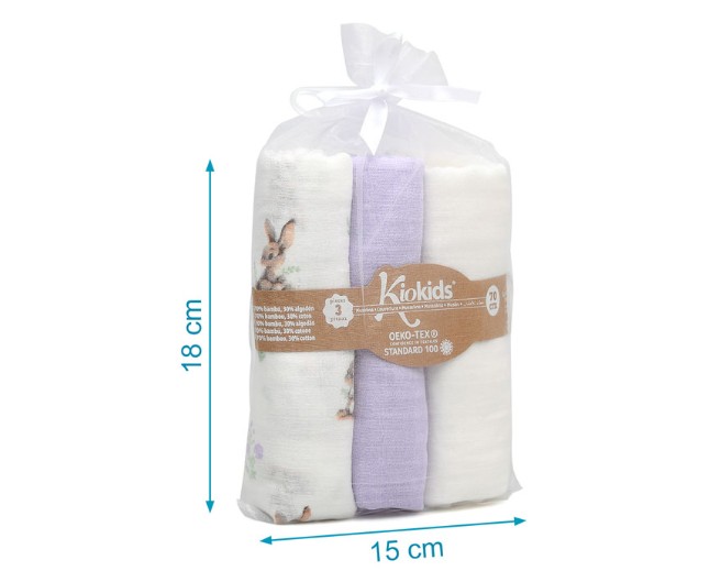 MUSELINA 70X70CMS BAMBÚ LAVANDA 3U - Imagen 5