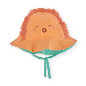 Gorro bebe nino Tuc Tuc jirafa naranja flecos cintas