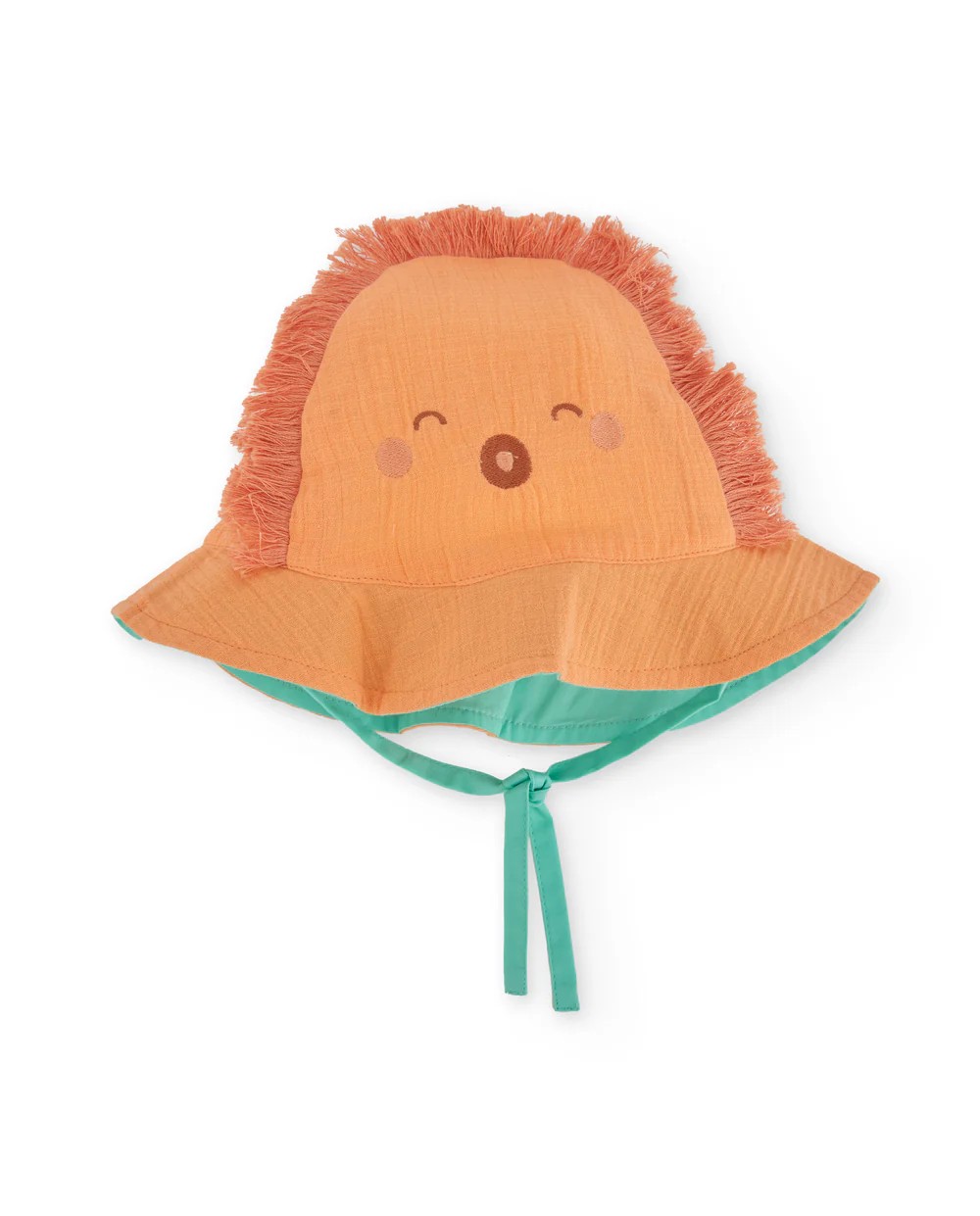 Gorro bebe nino Tuc Tuc jirafa naranja flecos cintas