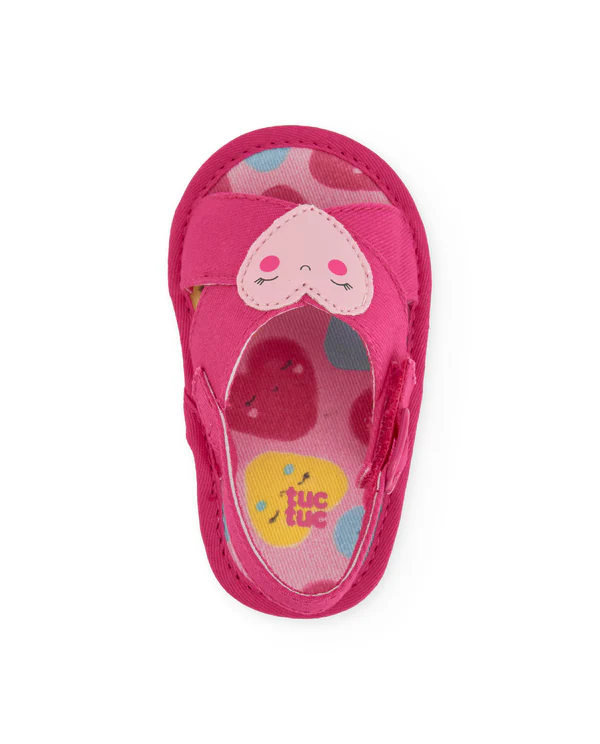 Sandalias bebe nina Tuc Tuc fucsia corazones velcro preandante