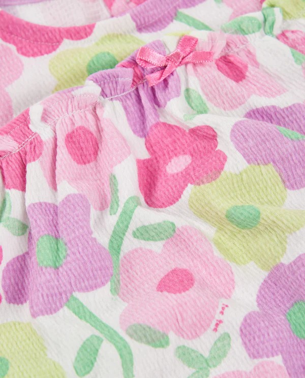 Vestido bebe nina Tuc Tuc estampado flores pastel braguita rosa