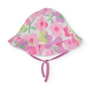 Gorro bebe nina Tuc Tuc estampado flores pastel volante cinta