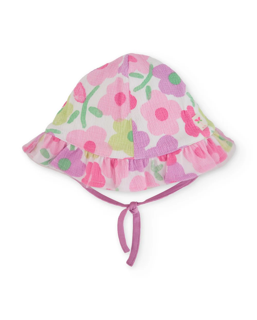 Gorro bebe nina Tuc Tuc estampado flores pastel volante cinta
