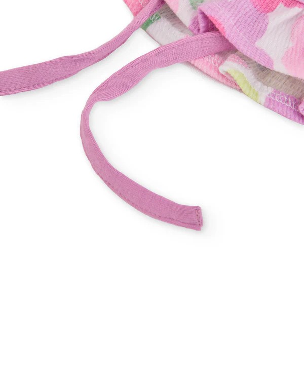 Gorro bebe nina Tuc Tuc estampado flores pastel volante cinta