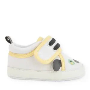 Zapatos bebe nino Tuc Tuc perrito blanco amarillo orejas relieve