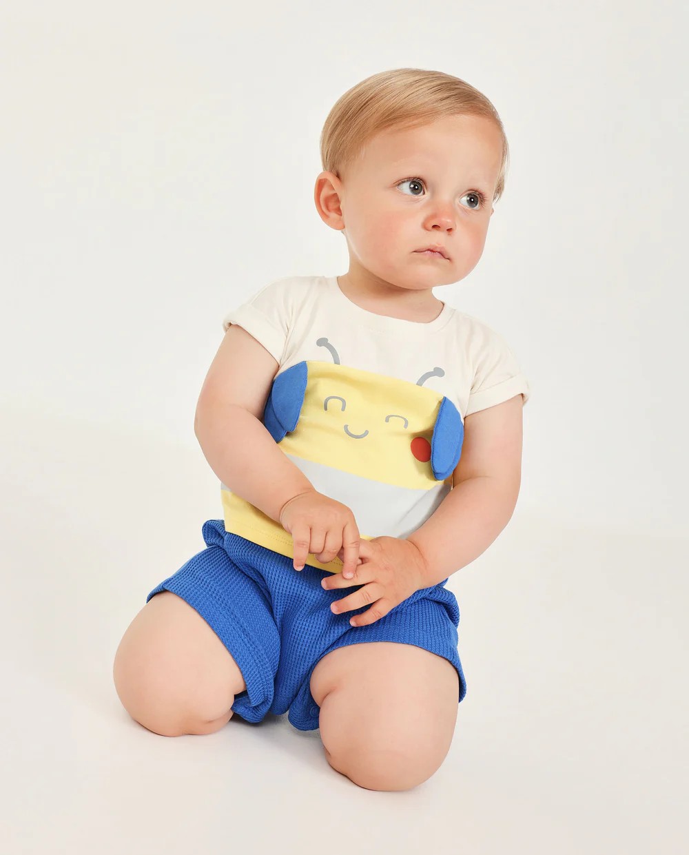 Pelele bebé niño Tuc Tuc abejita azul y amarillo alas relieve