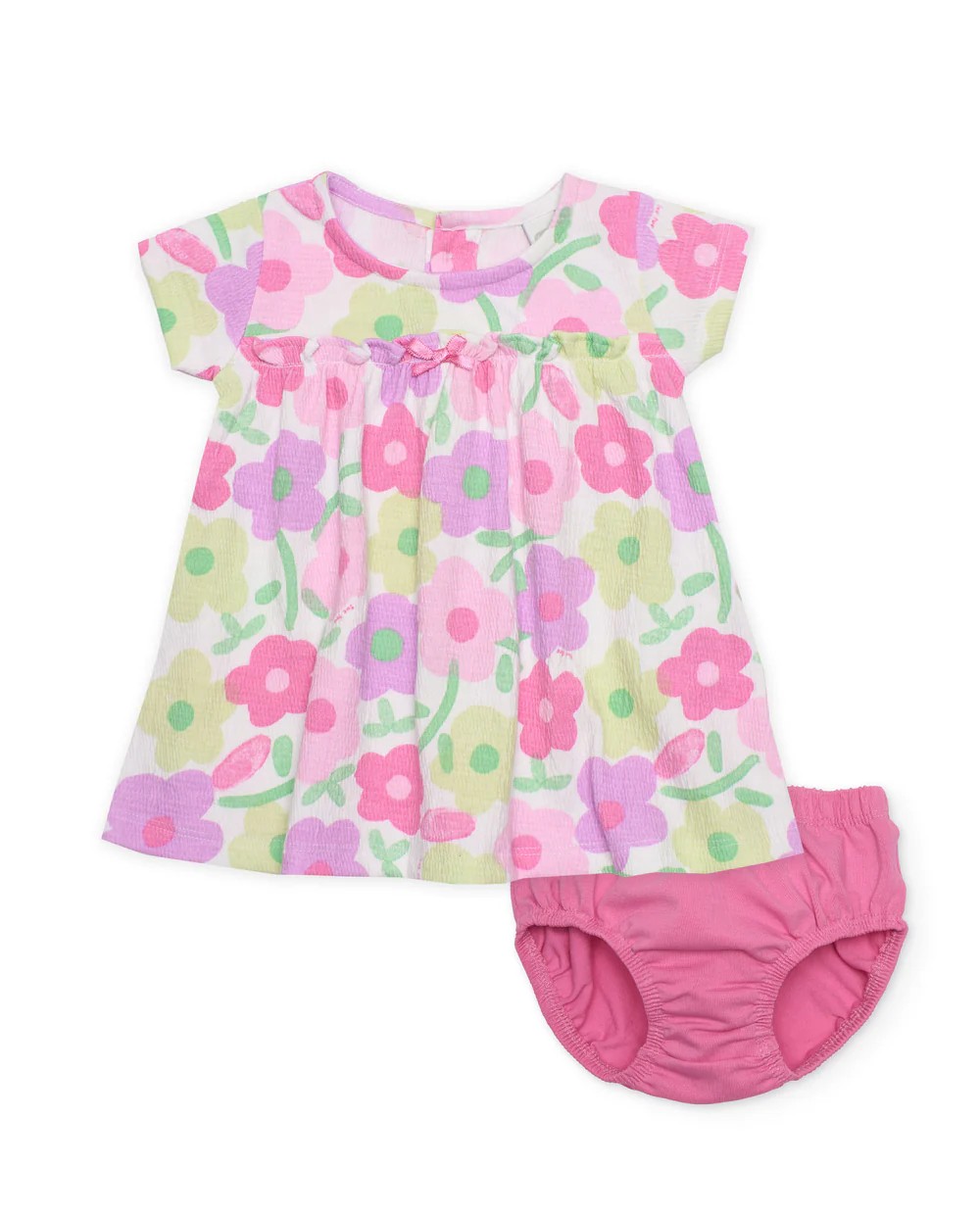 Vestido bebe nina Tuc Tuc estampado flores pastel braguita rosa