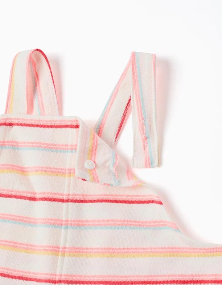 Mono nina Zippy rayas colores pastel tirantes ajustables bolsillos