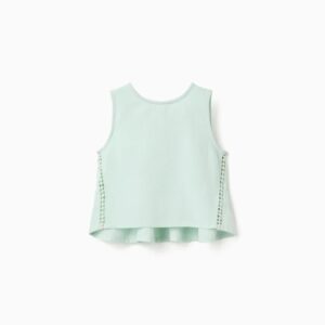 Top de algodón y lino con volantes verde claro Marca Zippy _26019