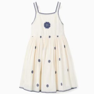 Vestido de algodón y lino con flores Marca Zippy_26046