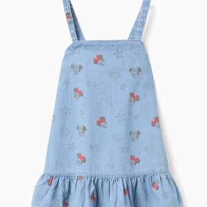 Vestido vaquero sin mangas con motivo Minnie para bebé niña, azul claro 26042