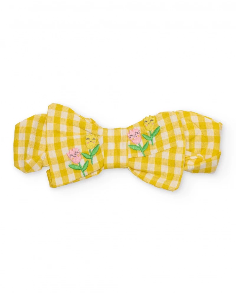 Diadema bebé niña Tuc Tuc cuadros vichy amarillo flore