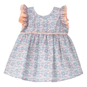 Vestido bebe nina Calamaro estampado floral pastel volantes mangas