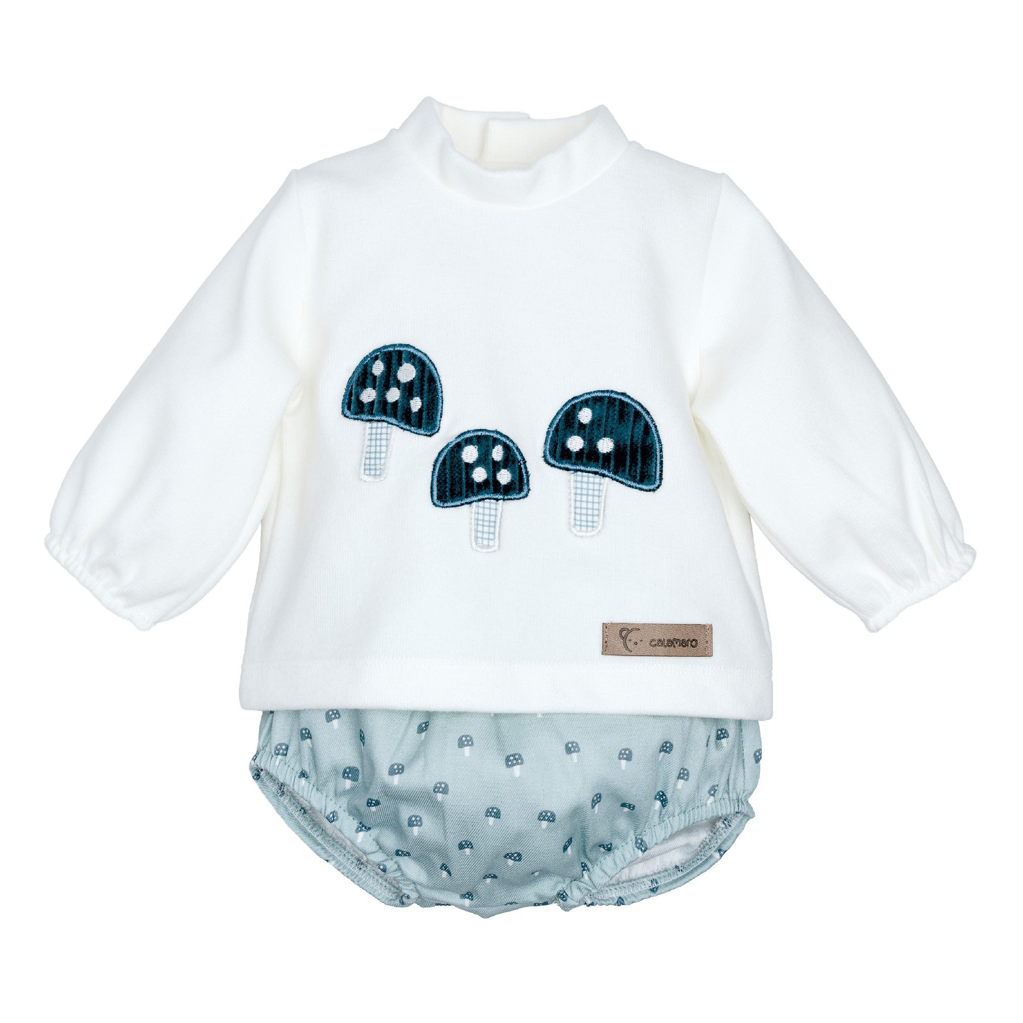 Conjunto bebe Calamaro blusa blanca cuello perkins setas bordadas verdes braguita verde menta estampado setas algodon 3 meses Conjunto bebe Calamaro blusa blanca cuello perkins setas bordadas verdes braguita verde menta estampado setas algodon 3 meses