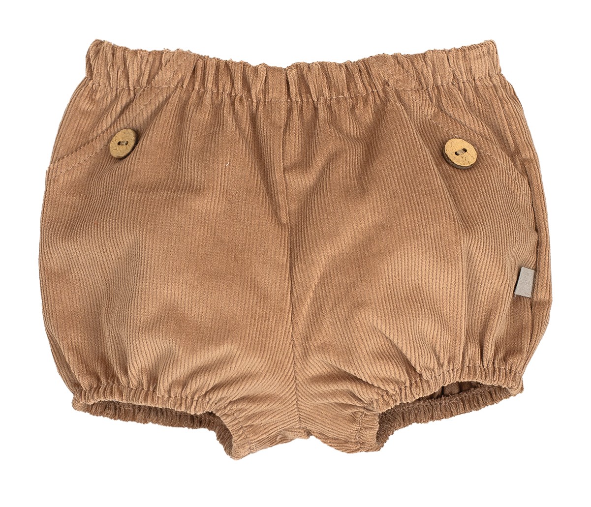 Pololo bebe Pampero pana fina camel marron claro cintura elastica botones madera decorativos aberturas piernas elasticas abullonado