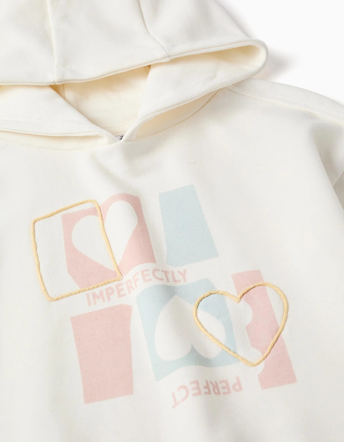 Sudadera de algodón con capucha y corazones estampados - Imagen 3