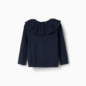 Jersey de punto con extremos festoneados para bebé niña