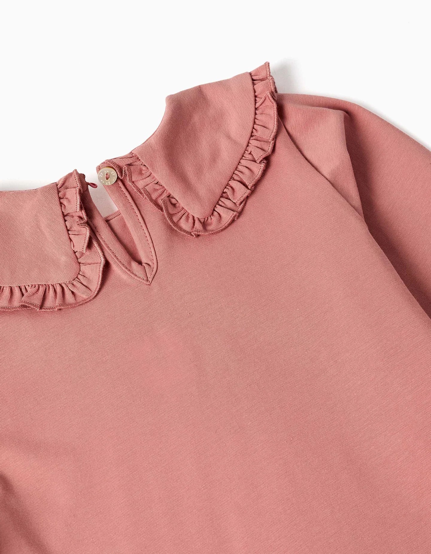 Camiseta bebé niña cuello volante rosa - Imagen 3