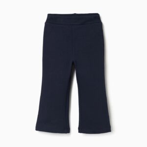 Leggings bebé niña azul marino campana perchados mezcla algodón elastano cintura elástica ajustable bolsillos decorativos
