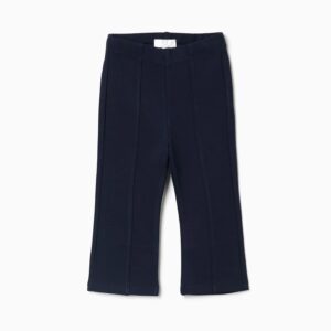Leggings bebé niña azul oscuro punto Roma corte campana cintura elástica costura delantera