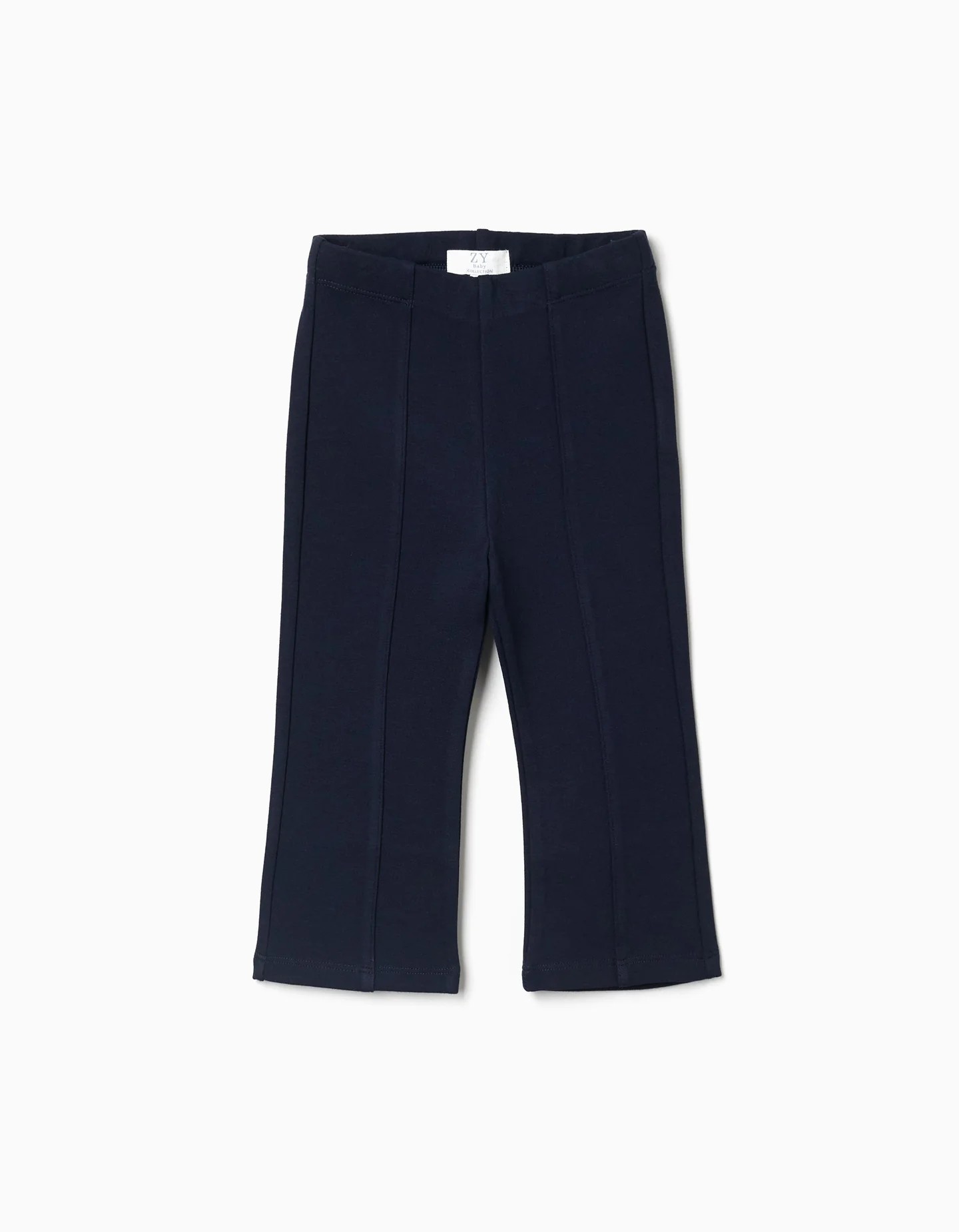 Leggings bebé niña azul oscuro punto Roma corte campana cintura elástica costura delantera