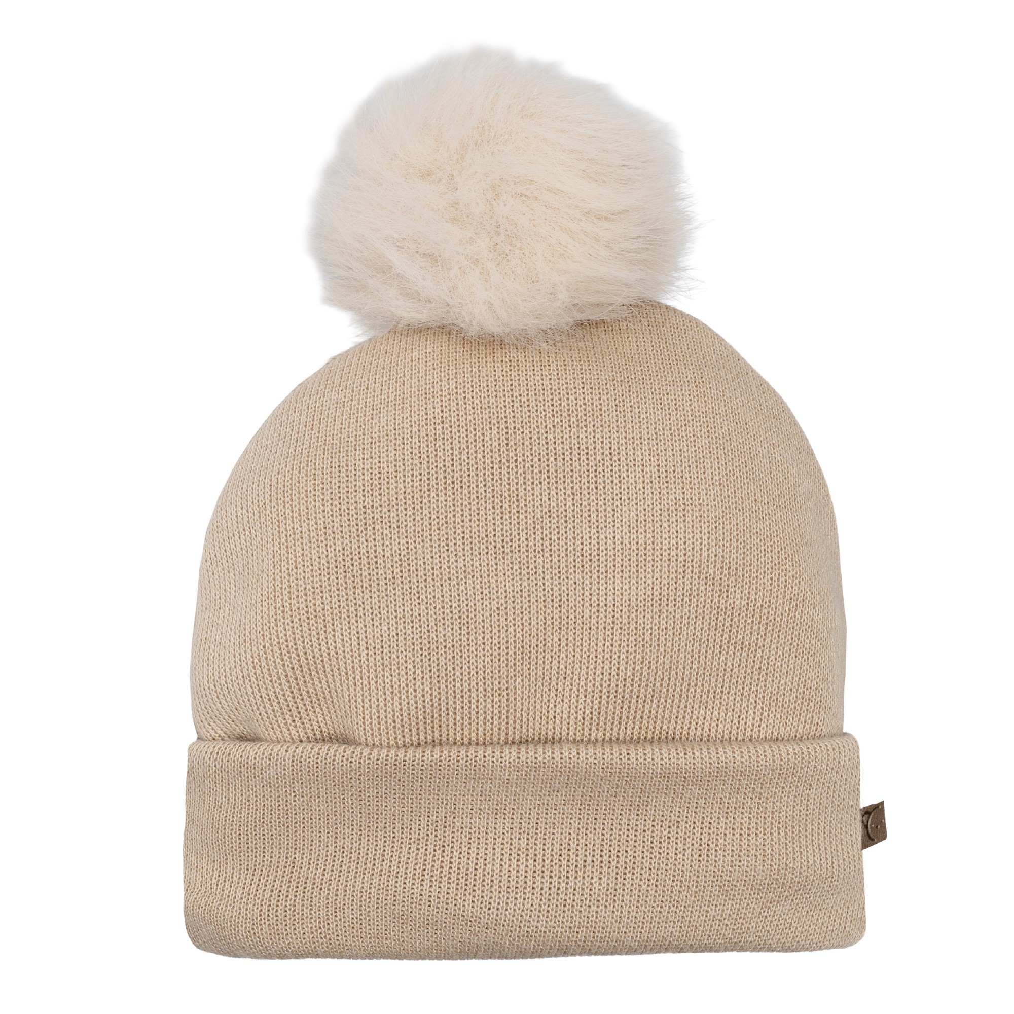 Gorro punto arena pompon pelo sintetico borde acanalado