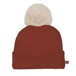 Gorro punto granate pompon pelo sintetico borde acanalado