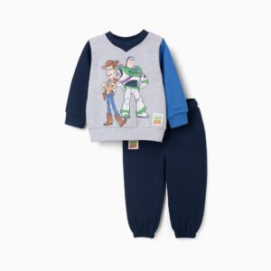 Conjunto de chándal con estampado Toy Story para bebé y niño, azul/gris