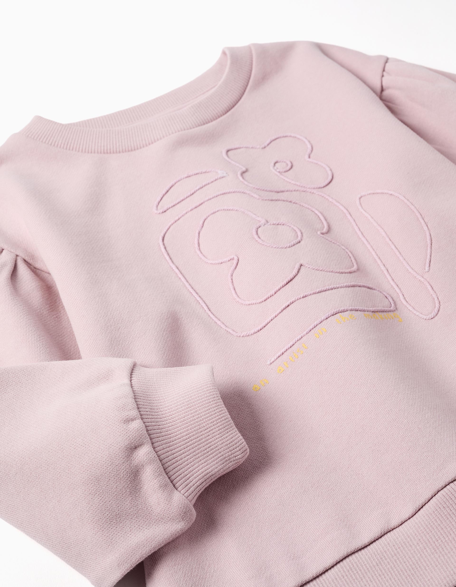 Sudadera de algodón con flores bordadas - Imagen 3