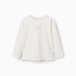 Camiseta de manga larga con estampado y volantes